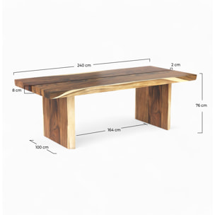 Table rectangulaire 10 personnes en bois de suar 240 cm - Tanah