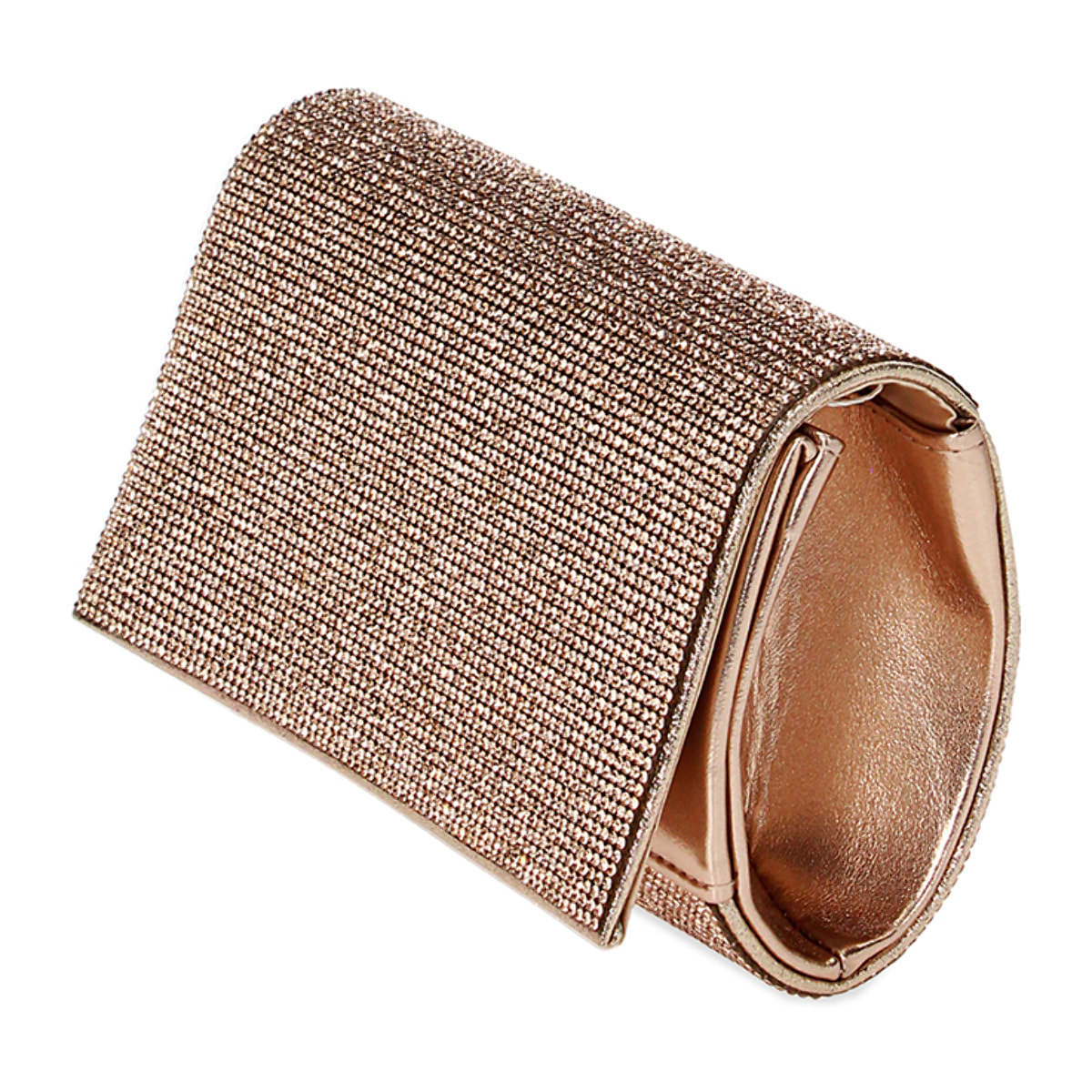 Pochette donna rosa oro in laminato con pietre