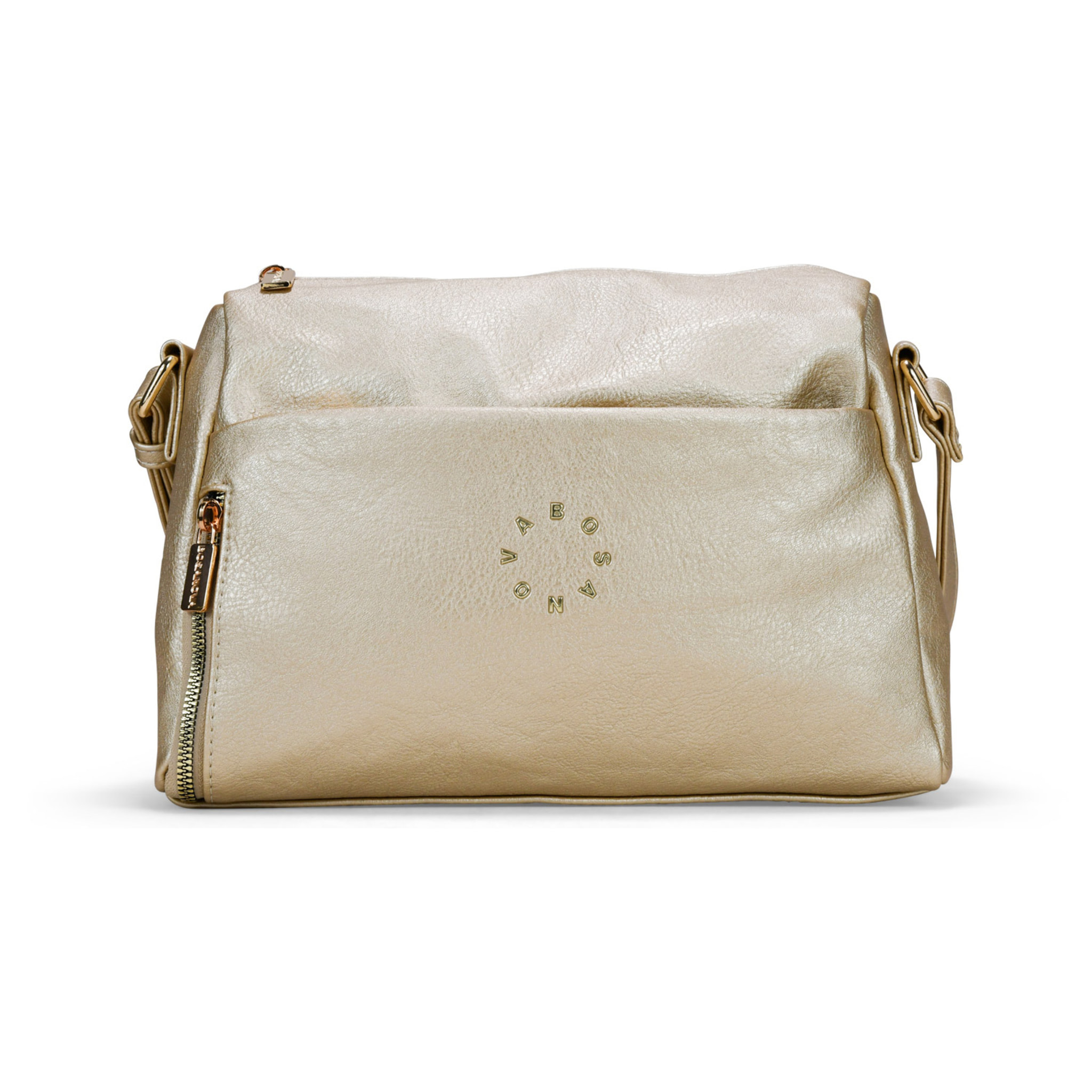 Bolso bandolera dorado con cremallera
