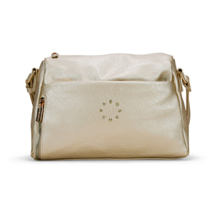 Bolso bandolera dorado con cremallera