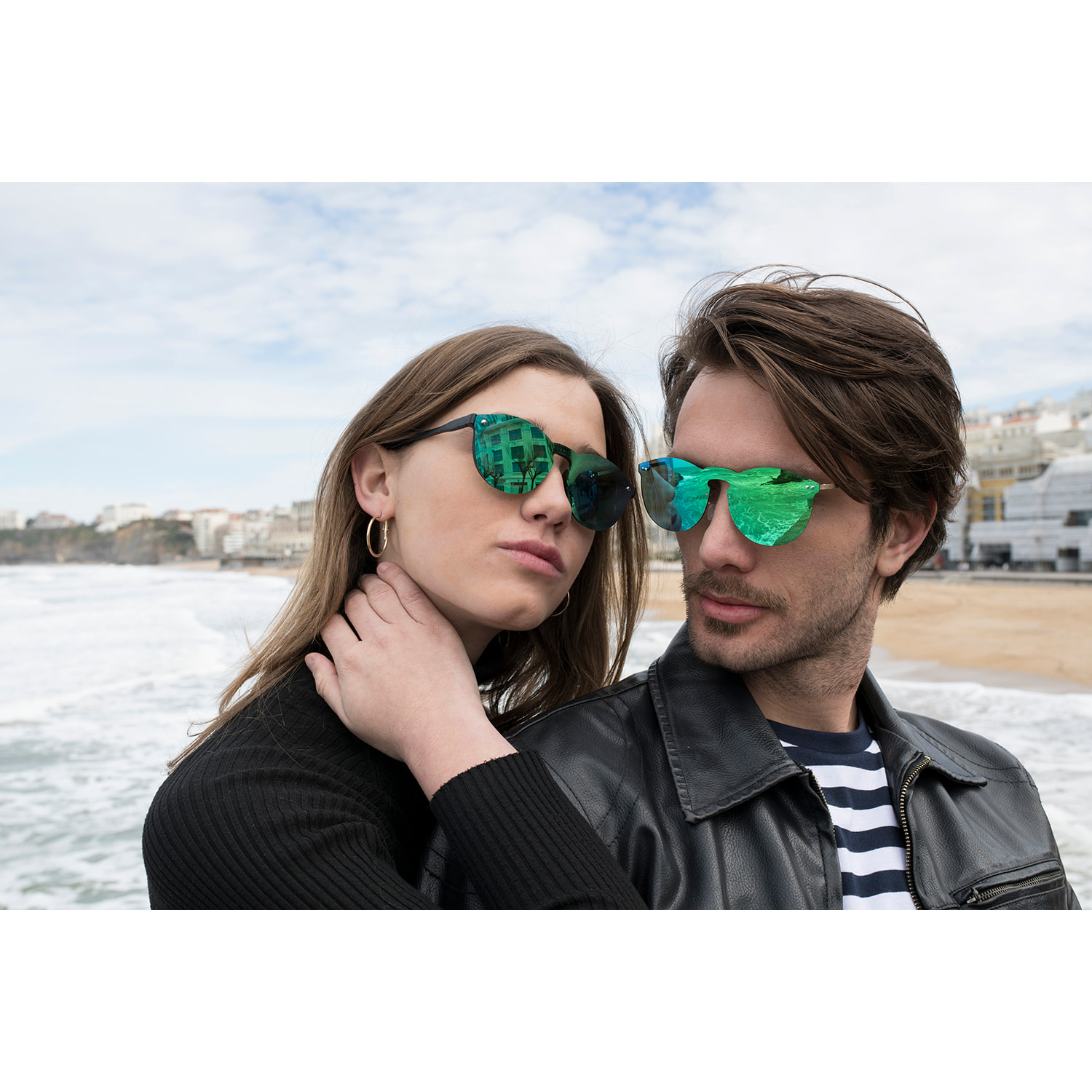 Gafas de sol PALO ALTO RIGA - Negro mate / Plana verde revo