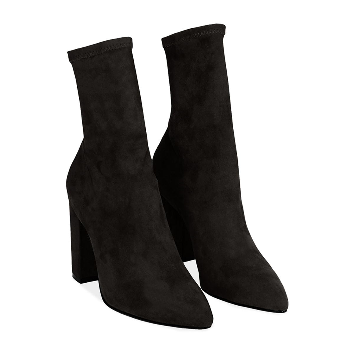 Ankle boots neri in microfibra, tacco colonna 9,5 cm