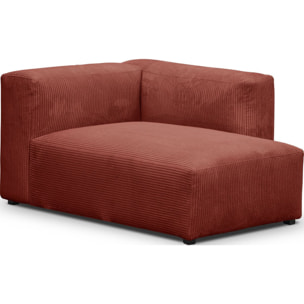 Canapé d'angle à droite modulable 5 places en velours côtelé + pouf - MODULO
