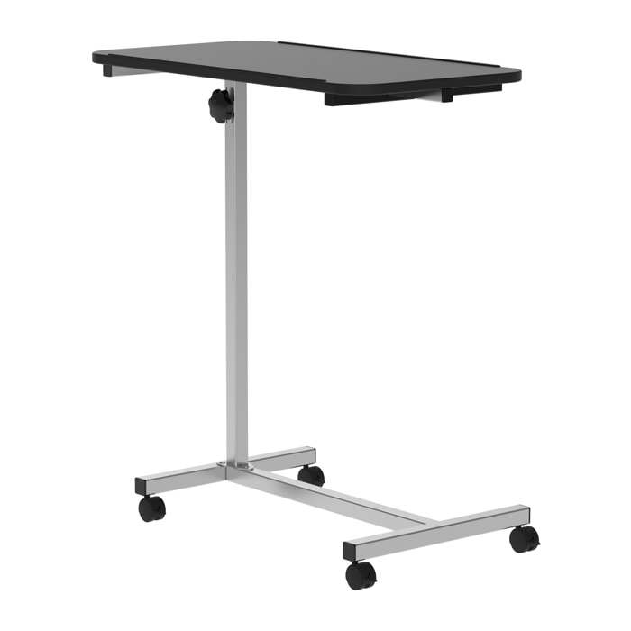 Mesa Auxiliar con Ruedas Mesa para Sofá con Altura Ajustable y Marco de Metal Carga 20 kg para Dormitorio Salón Oficina 77x40x76-100 cm Negro y Plata