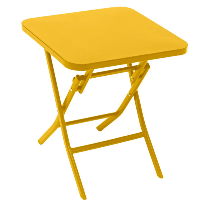 Table d'appoint de jardin carrée "Greensboro" jaune moutarde 40x40cm en acier traité époxy