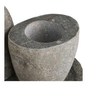 Set bagno Gara in pietra riverstone — dispenser, portaoggetti e vassoio