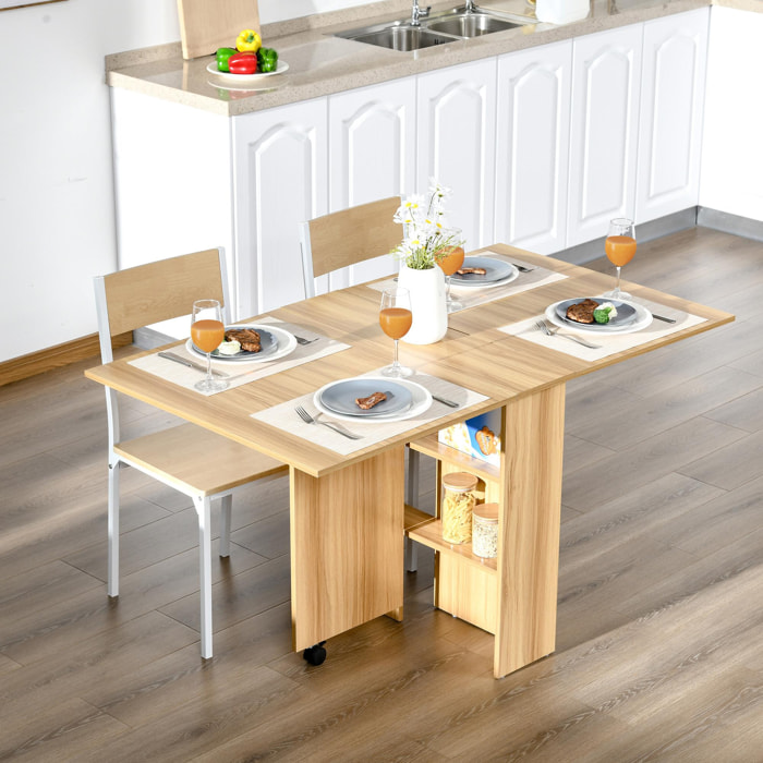 Mesa Plegable con Ruedas para Comedor 140x80x74cm Madera