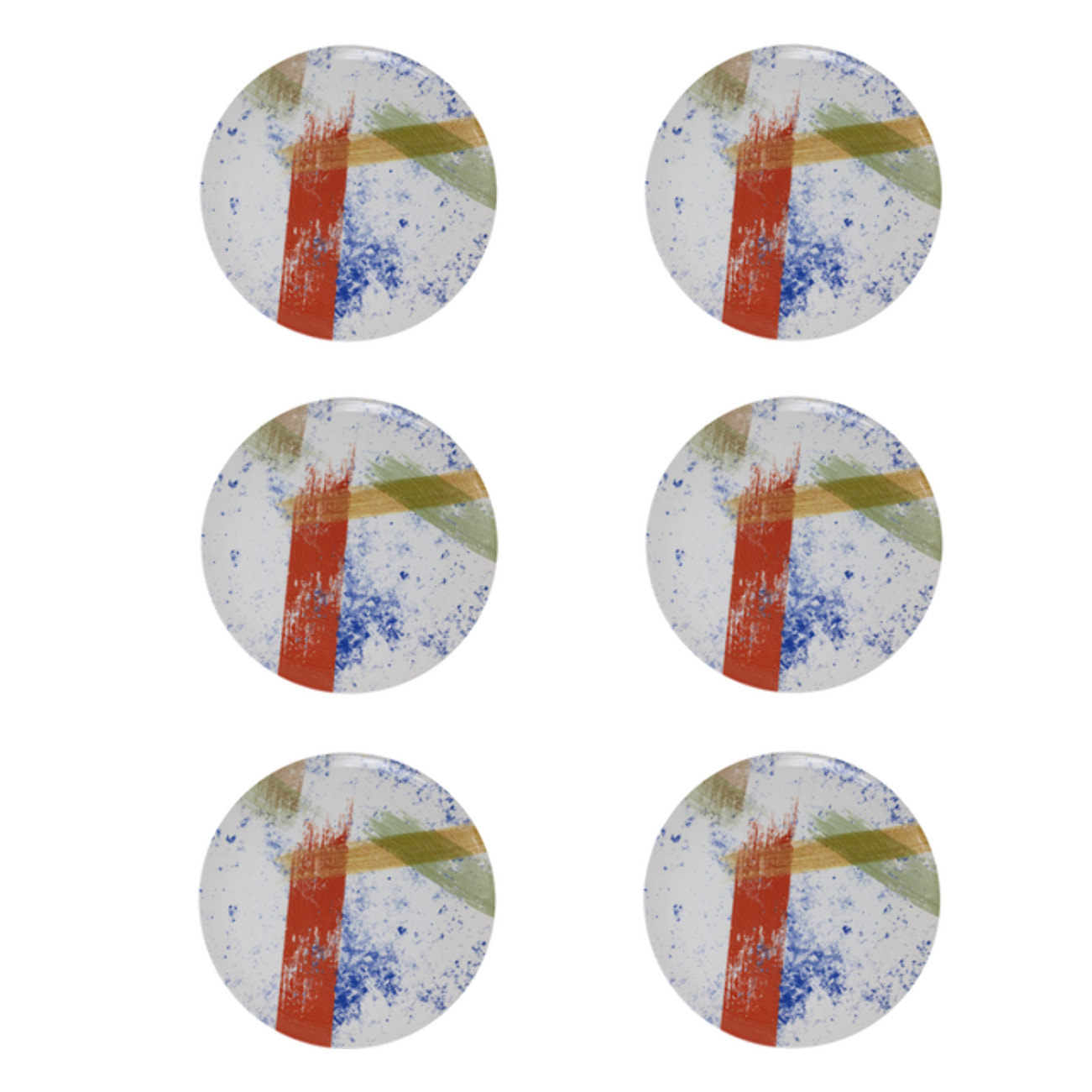 Set 6 piatti piani Canva in ceramica sottosmalto