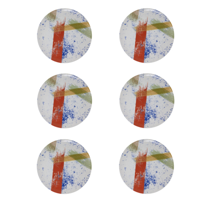Set 6 piatti piani Canva in ceramica sottosmalto