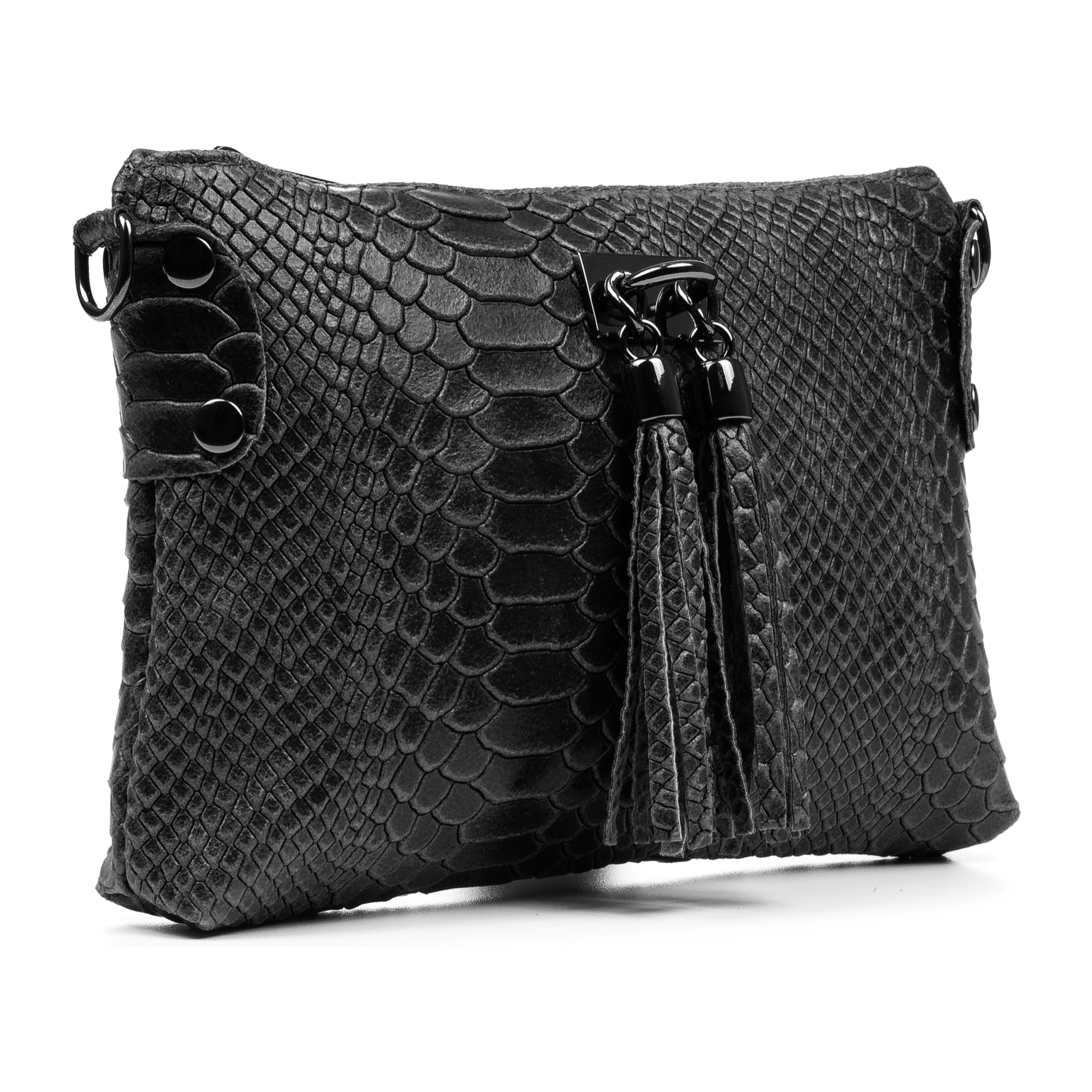 Savina Borsa a tracolla Donna. Pelle autentica Camoscio Stampa Serpente