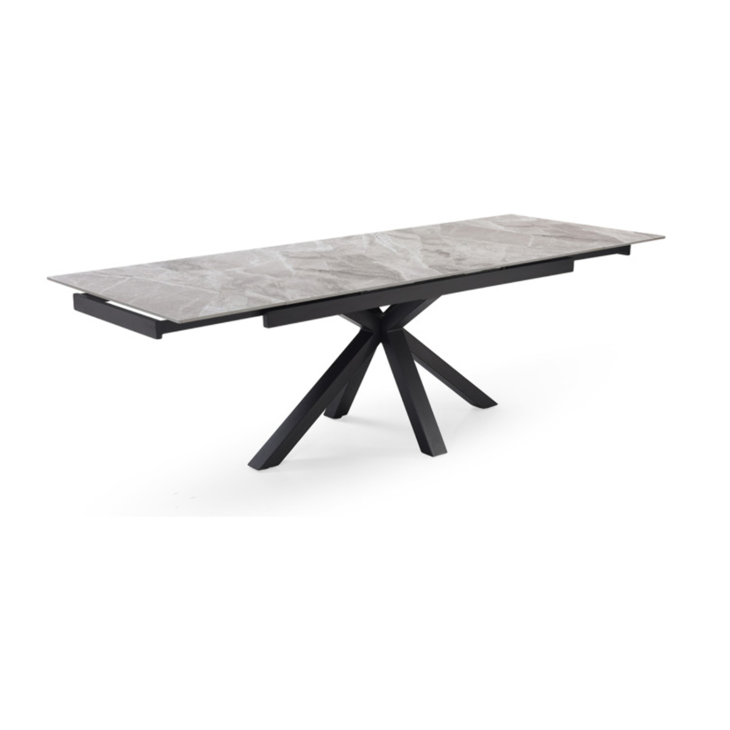 Table extensible céramique gris marbré 180/260 cm - 8 piètements - UNIK