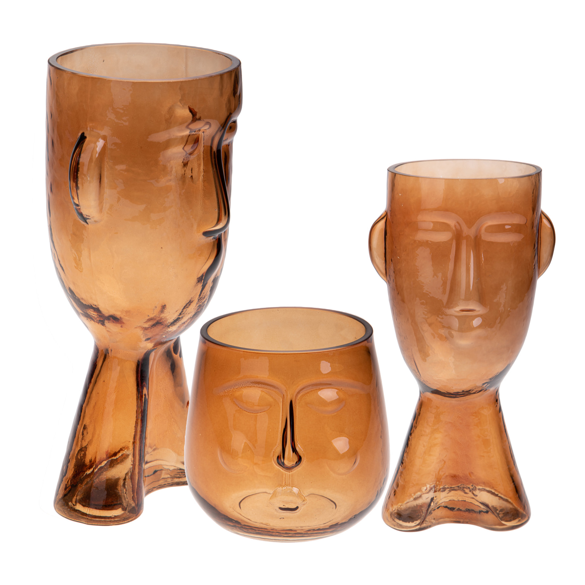 Vaso Testa Diametro 13 H 12,50 Cm - Pezzi 2 - 13X12,5X13cm - Colore: Marrone - Bianchi Dino - Decori Casa E Complementi