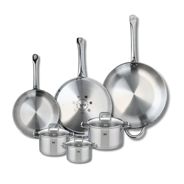 Ensemble de 3 Poêles de cuisson 24, 28 et 32 cm et 3 faitouts 12, 14 et 16 cm Elo Profi Citrin