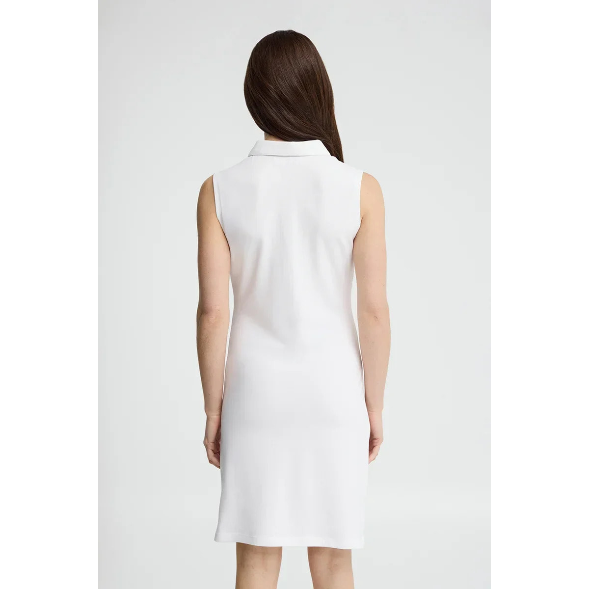 Vestito corto bianco smanicato con colletto a polo e logo Rigby Go