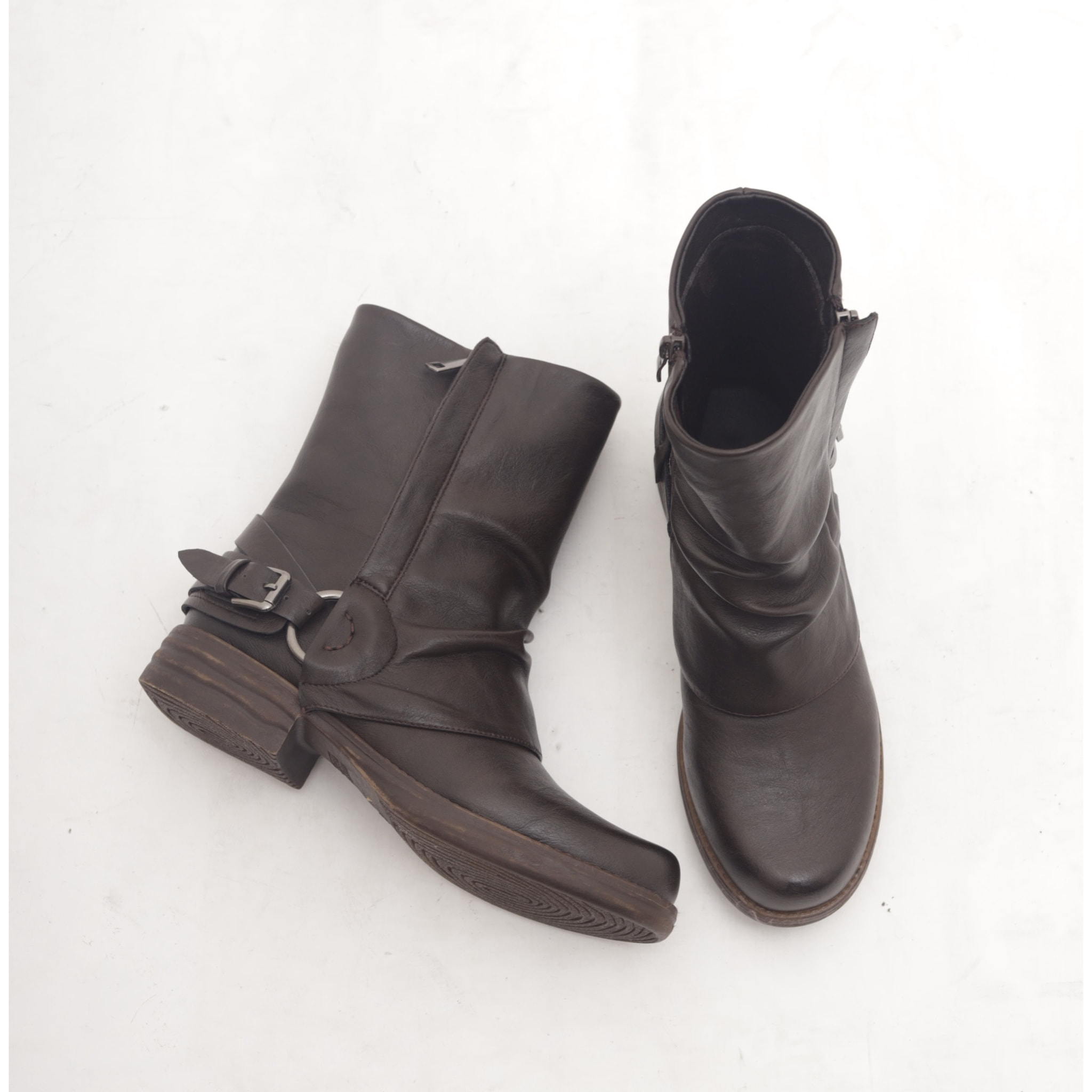 STIVALETTO RISVOLTATO CON FIBBIA E ZIP TESTA DI MORO