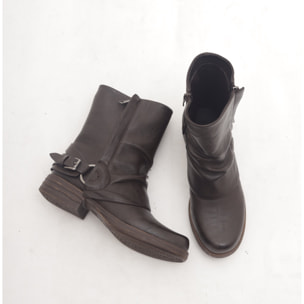 STIVALETTO RISVOLTATO CON FIBBIA E ZIP TESTA DI MORO