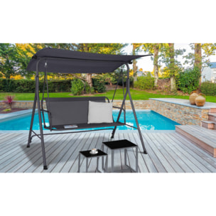 Balancelle de jardin grise textilène 170cm