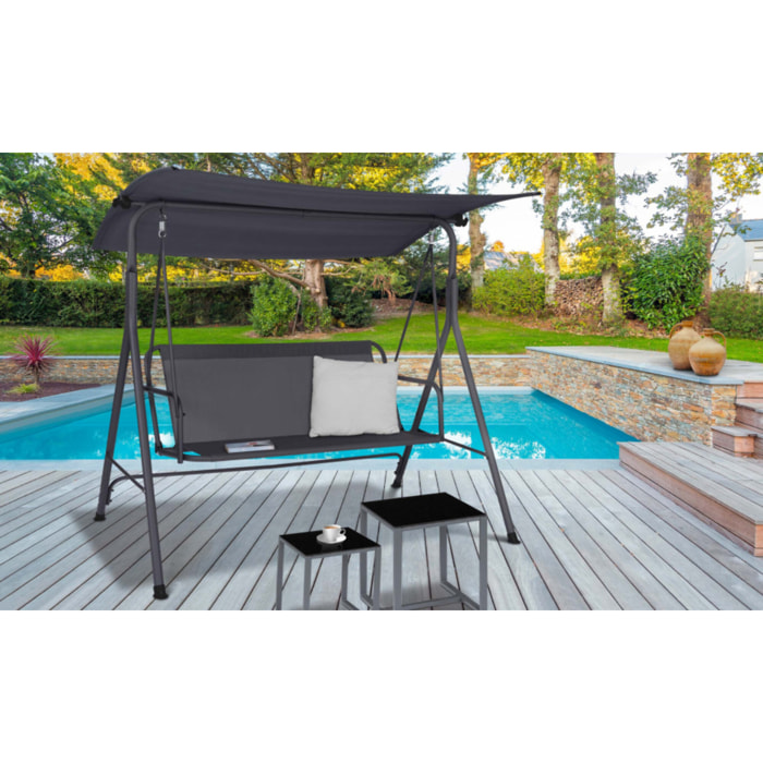 Balancelle de jardin grise textilène 170cm