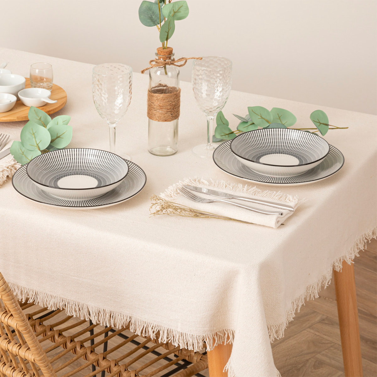 Nappe "Maha" - coton - blanc - 250x150 cm