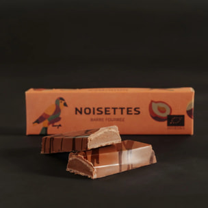 Barre Fourrée Chocolat Lait Noisettes - Bean To Bar - 35g Bio
