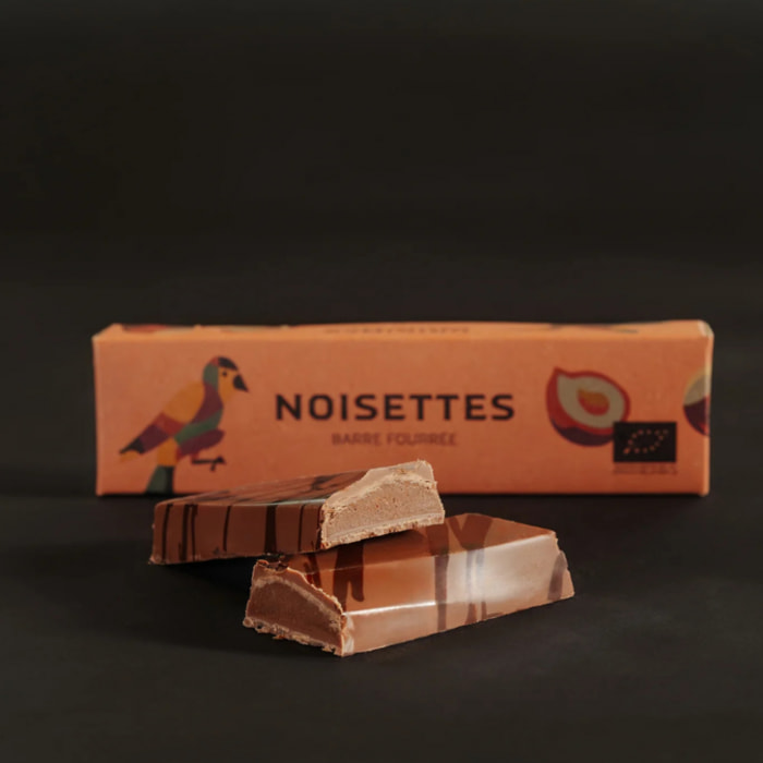 Barre Fourrée Chocolat Lait Noisettes - Bean To Bar - 35g Bio