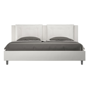 Letto matrimoniale king size con rete imbottito 180x200 similpelle bianco Annalisa