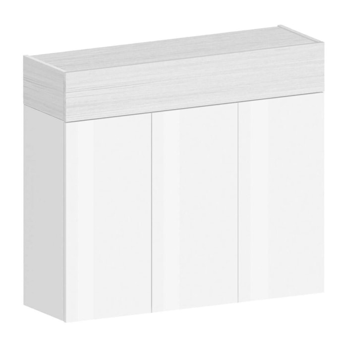 Scarpiera Dcanestrell, Porta scarpe salvaspazio a 4 ante, Armadio multifunzione da ingresso, 114x38h100 cm, Bianco effetto larice