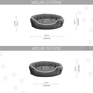 CUCCIA COCCOLE SOGNI E CAPRICCI PETS-GRIGIO CHIARO, 59x53xh18 cm