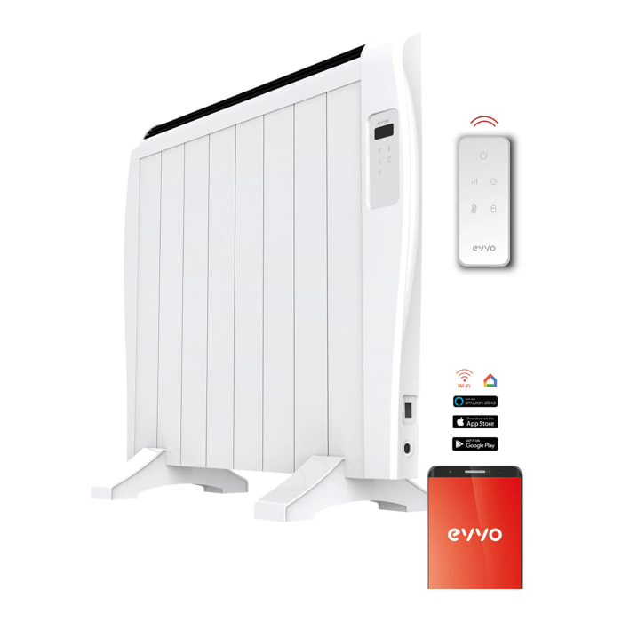 Emisor Térmico EVVO C8 Blanco, 1.200W, 8 elementos, Wifi, Control remoto, Temporizador