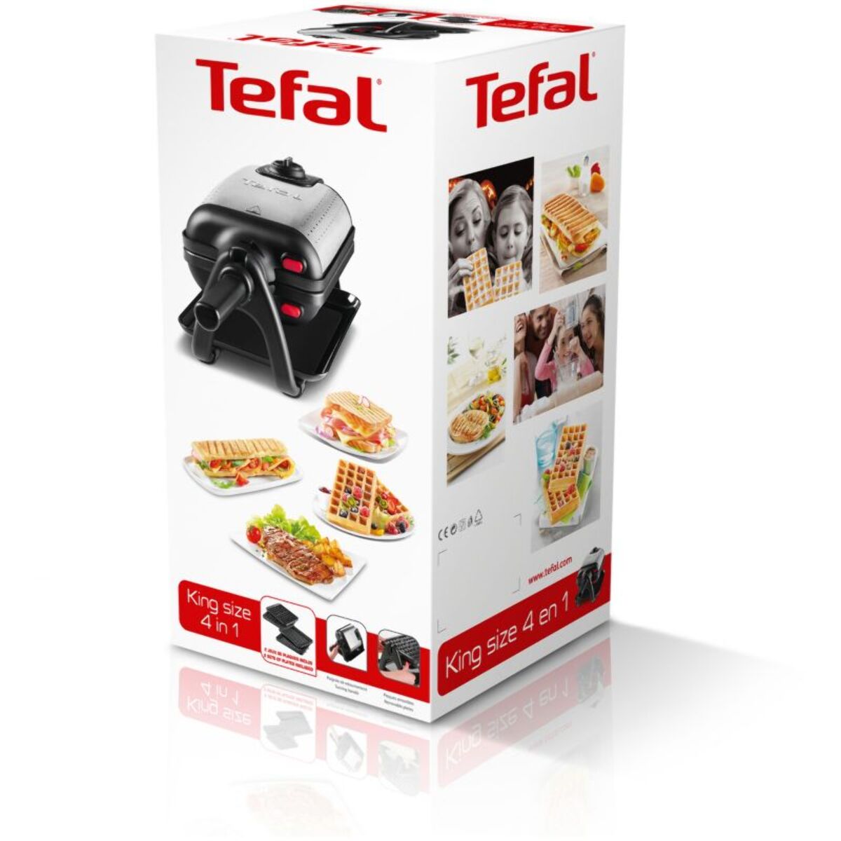 Croque, gaufre, gaufrette, gril TEFAL WM755D12 -WM75 Gaufrier KING SIZE 4 en 1