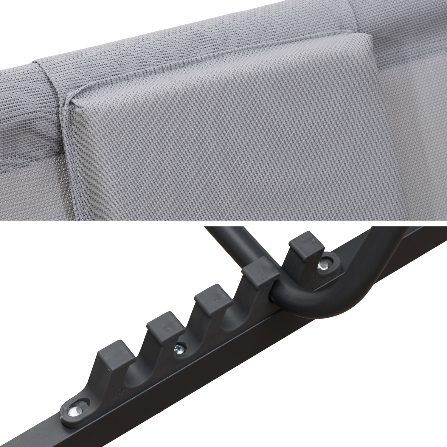 Lot de 2 chiliennes CYPRUS - textilène gris/structure anthracite