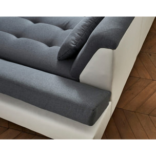 Vermont - canapé panoramique d'angle gauche - 7 places - XXL - Blanc / Gris