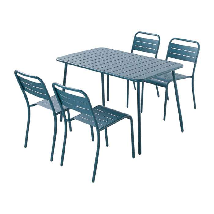 Ensemble table et chaises bleu 4/6 places  - EVORA