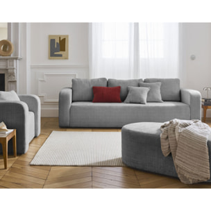 Miro - canapé droit 3 places - convertible avec coffre - en velours texturé - Gris