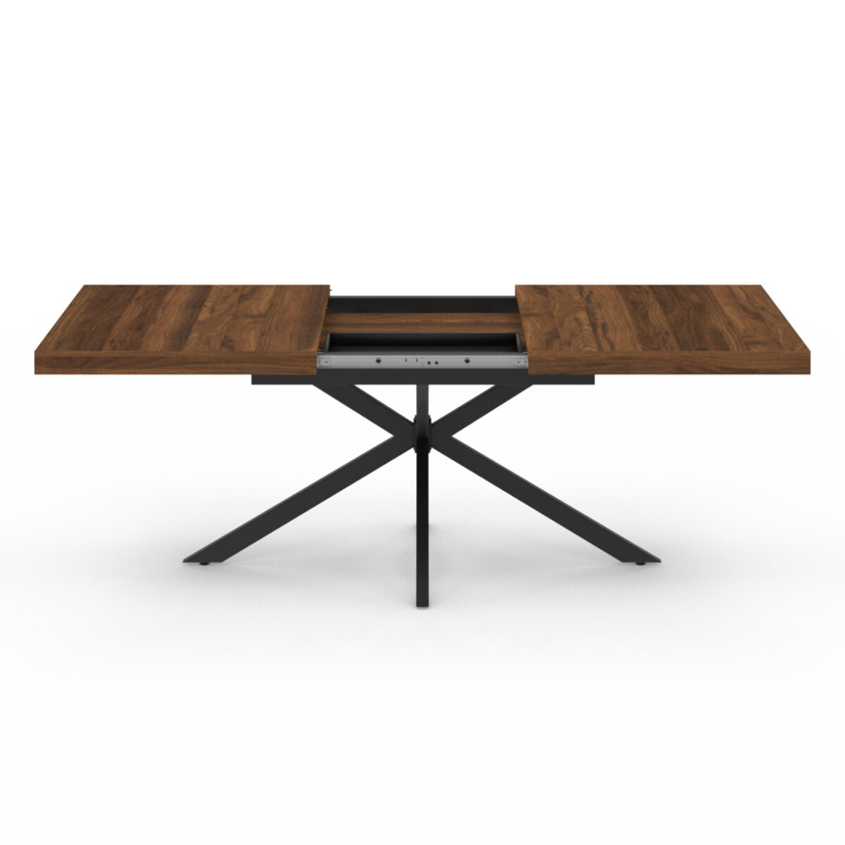 Tables repas extensibles Spider plateau bois et pieds croisés - Bois noyer
