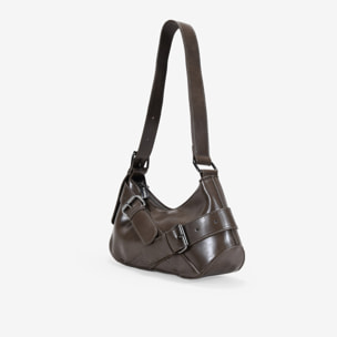 Bolso de hombro visón con cinturones