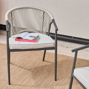 Fauteuil de jardin empilable acier et cordes (lot de 2) LIORA