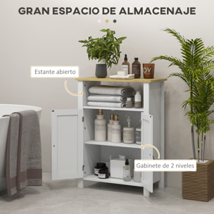 Mueble de Baño Armario de Baño con 2 Puertas Compartimento Abierto y Estantes Ajustables Mueble Auxiliar de Baño Moderno 60x30x80,5 cm Blanco