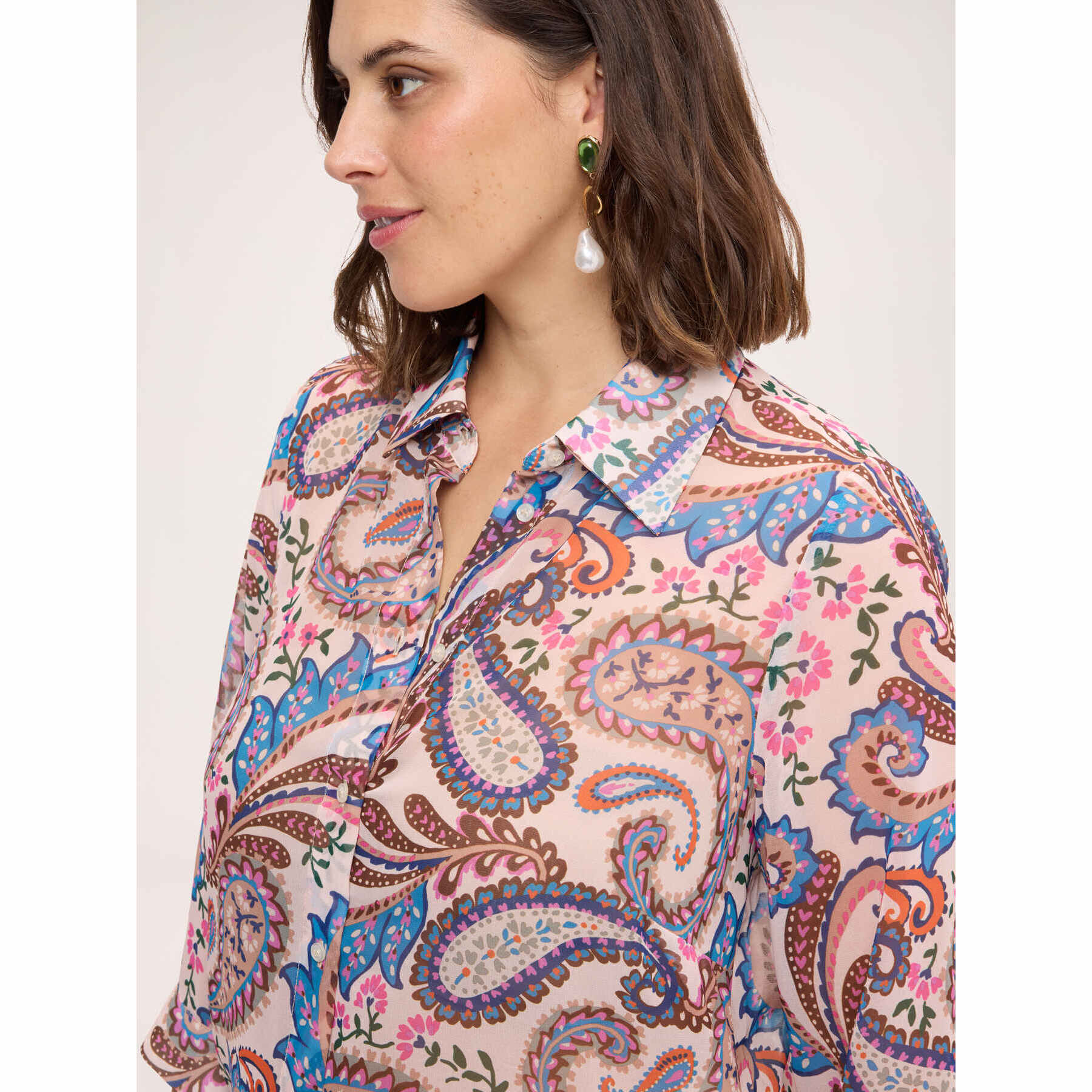 Fiorella Rubino - Camicia con stampa in georgette - Azzurro