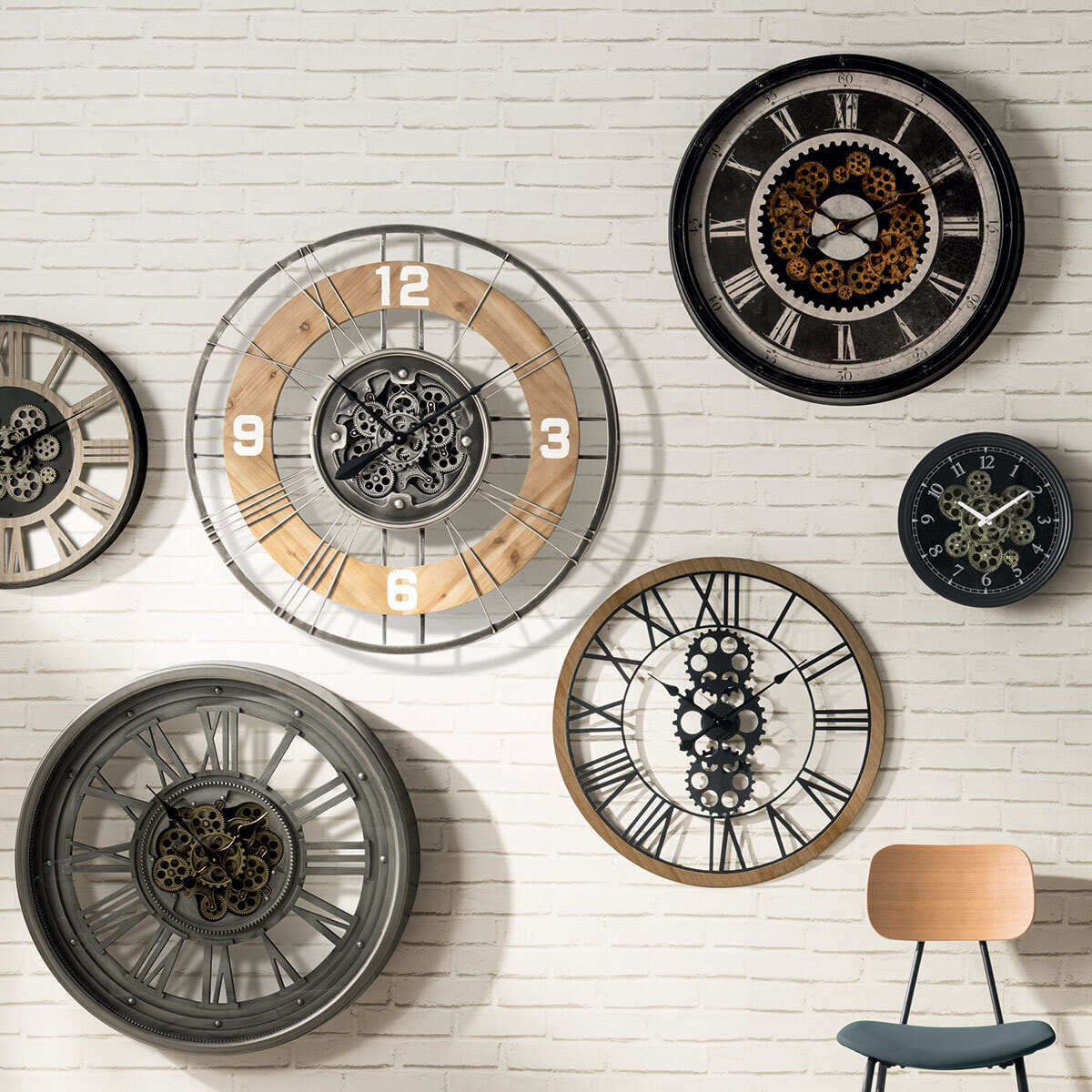 Horloge "Lana" - métal & bois D90 cm