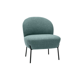 Fauteuil en tissu vert de gris et métal noir BELEY