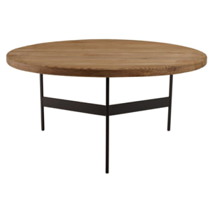 DANDY - Table basse ronde 70x70cm bois pin recyclé et pieds métal noir