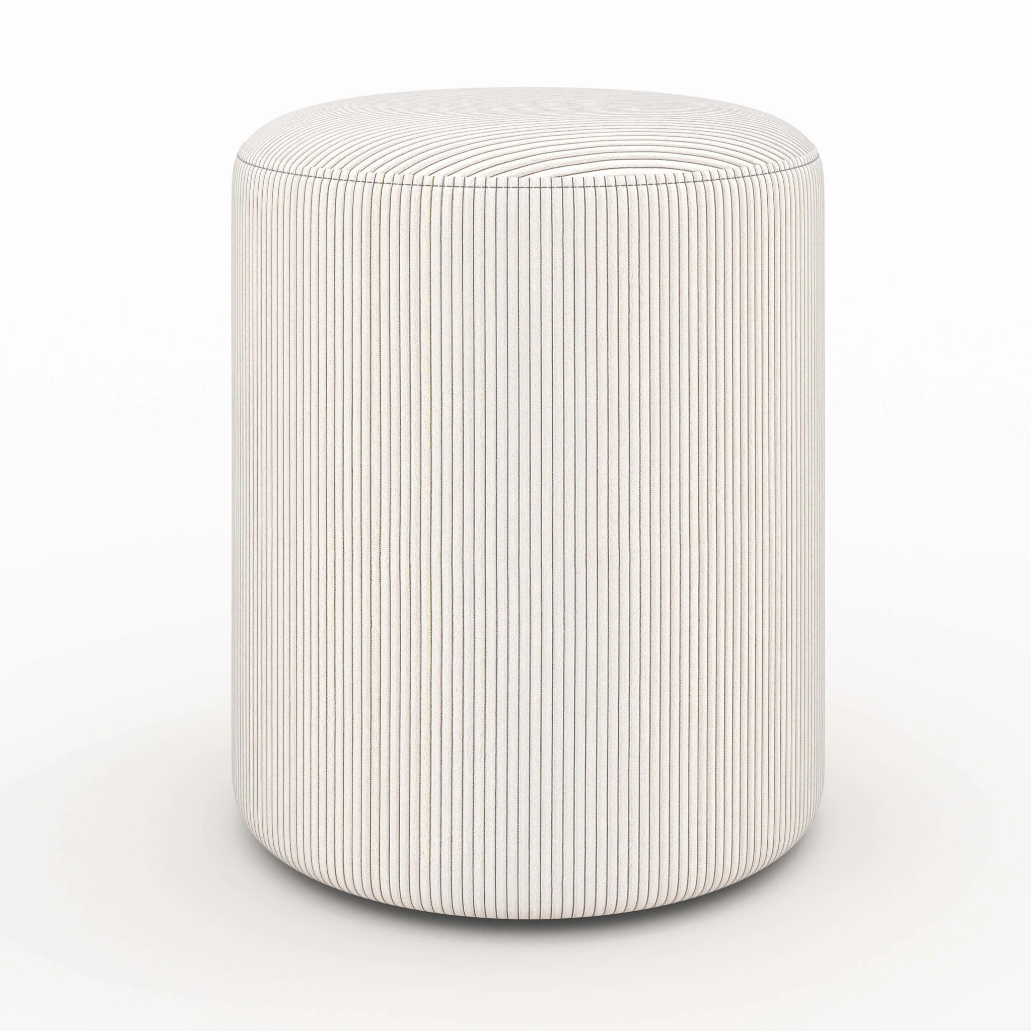 Pouf rond en velours côtelé beige - Lily