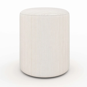 Pouf rond en velours côtelé beige - Lily