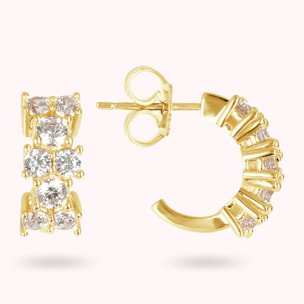 Orecchini a Cerchio Golden con Cubic Zirconia