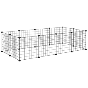Cage parc enclos pour animaux domestiques L 106 x l 73 x H 36 cm bords arrondis fil métallique noir 55