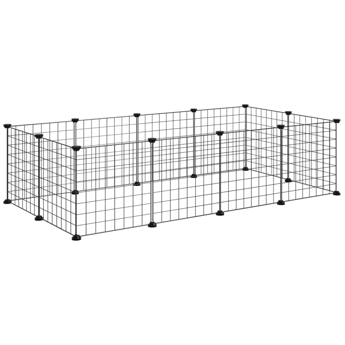 Cage parc enclos pour animaux domestiques L 106 x l 73 x H 36 cm bords arrondis fil métallique noir 55