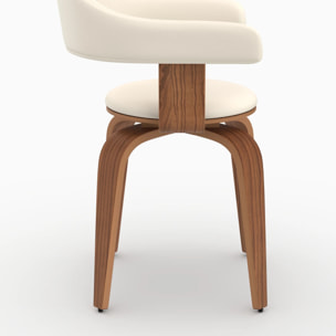 Chaise avec accoudoirs en cuir synthétique blanc - Harold