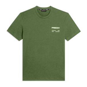 T-shirt in cotone con logo effetto gommato