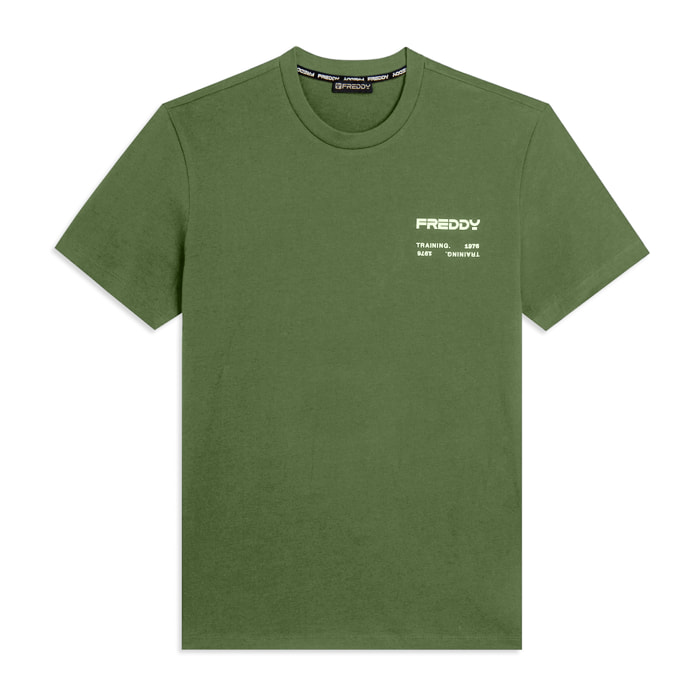 T-shirt in cotone con logo effetto gommato